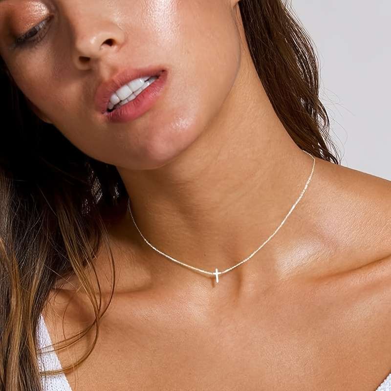 1 Piece Cross necklace silvery Jesus Theme Pendant