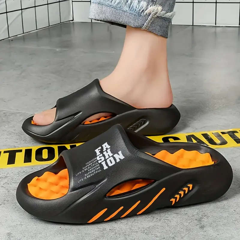 Fashion Slippers Black And Orange 44-45