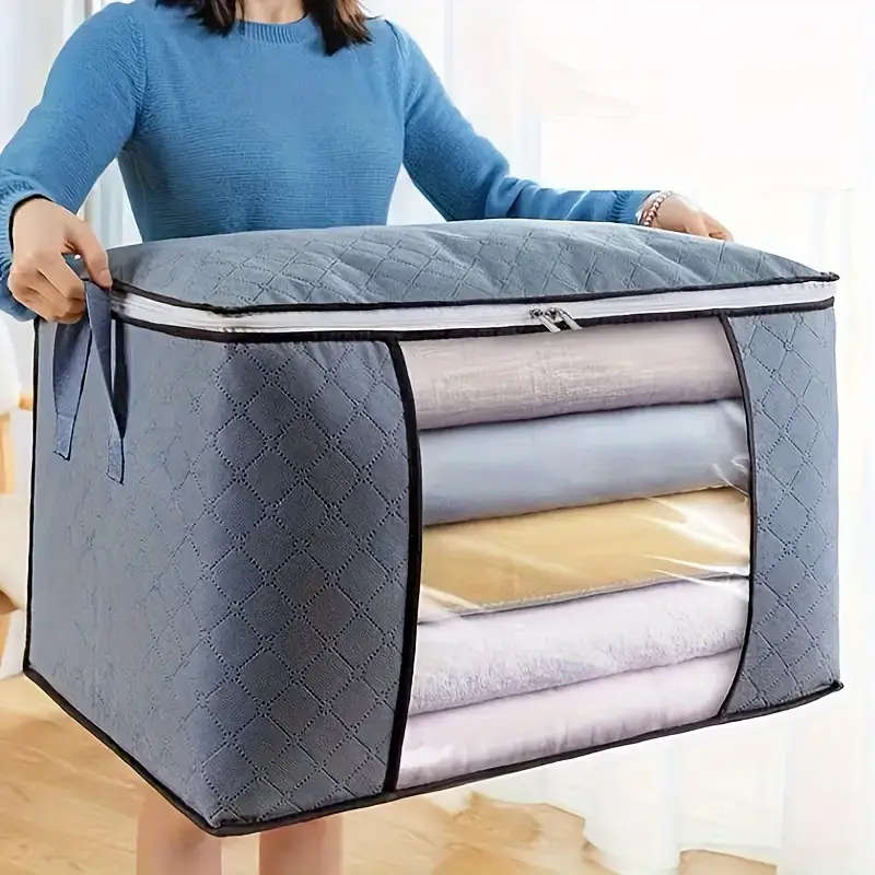 Vintage-Style Foldable Storage Bags for Clothing and Blankets - Large Capacity