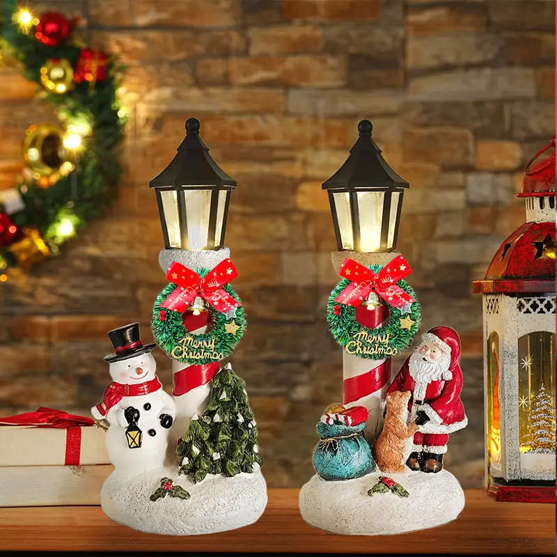 1 x Festive Snowman and Santa LED Lantern
