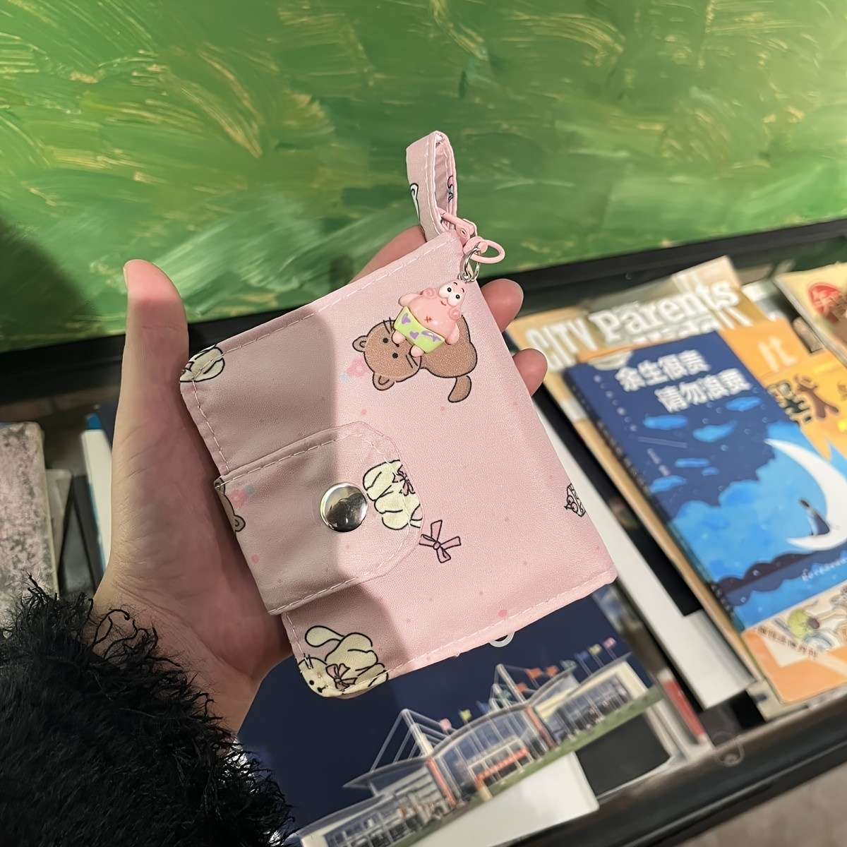 1pc Women's Cute Cat Design Compact Wallet Multi-Layer Card Holder with Snap Closure Durable Can