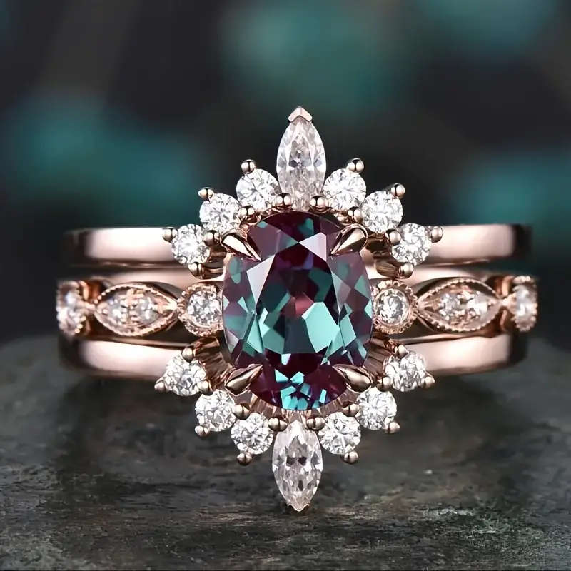 3 Pieces Sunflower Design Fashion Vintage Ring Set