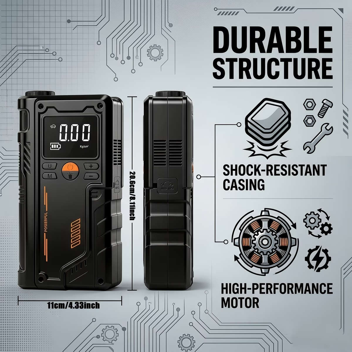 Heavy Duty 9 in 1 Emergency Car Jump Starter and Tyre Inflator