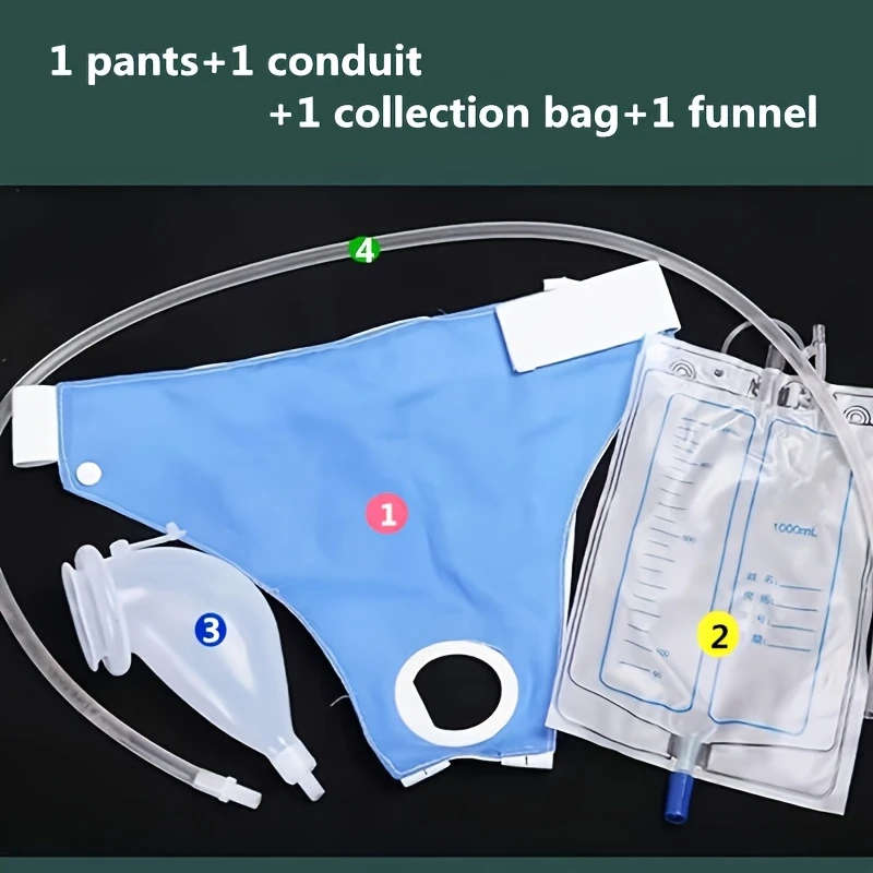 1pc Urine Collection Bags Including One Pair Of Unisex Wearable Adult Briefs For Urination Suitab