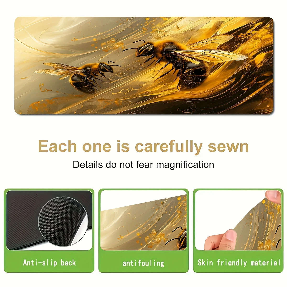 1pc 40x90cm Abstract Art Bee Dynamic Mouse Pad Luxurious and Unique