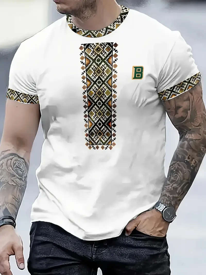 Men's Ethnic Totem T-Shirt - Soft, Breathable, Casual Crew Neck