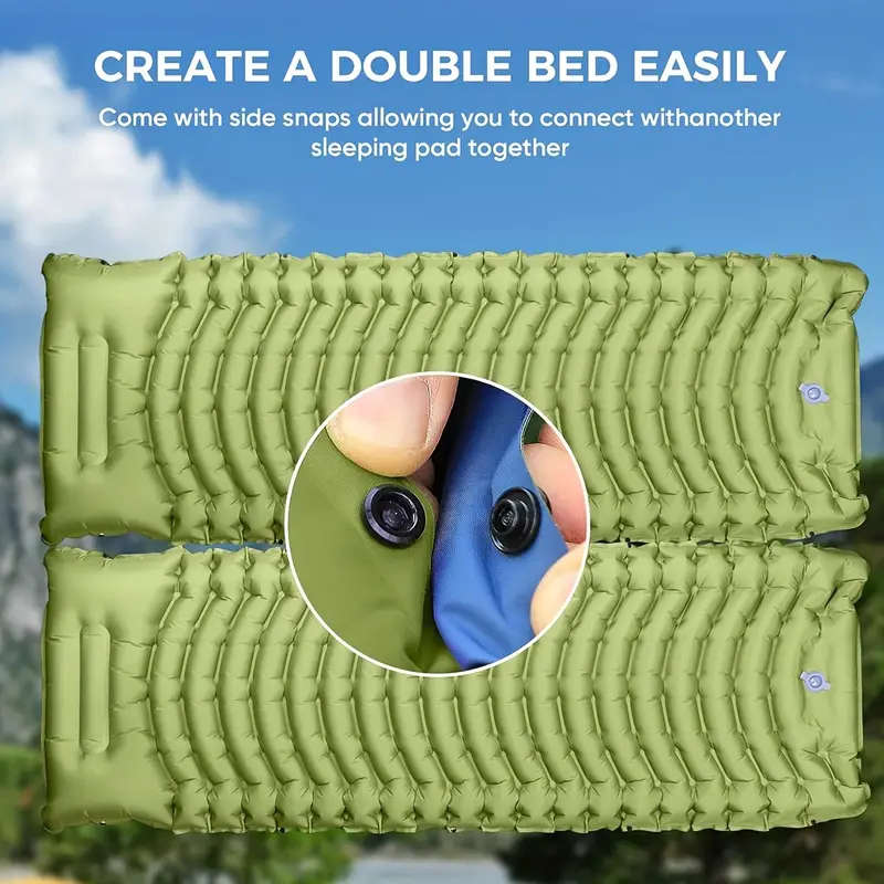 Inflatable Camping Sleeping Pad with Built-In Pillow & Foot Pump