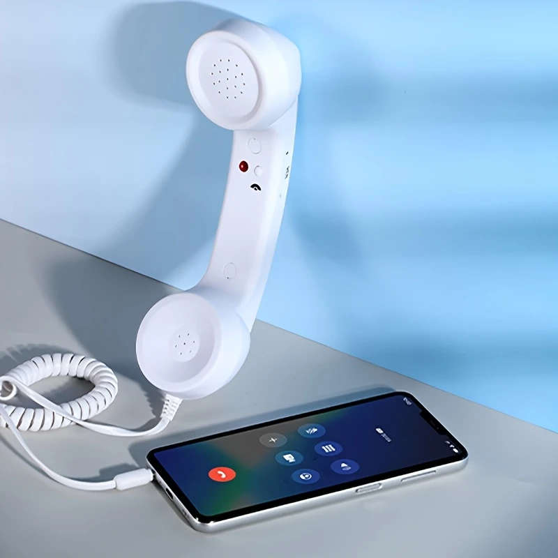 1Pc Retro Style Landline Phone Attachments For Mobile Devices Featuring 3.5Mm Jack Wired Handset Wit