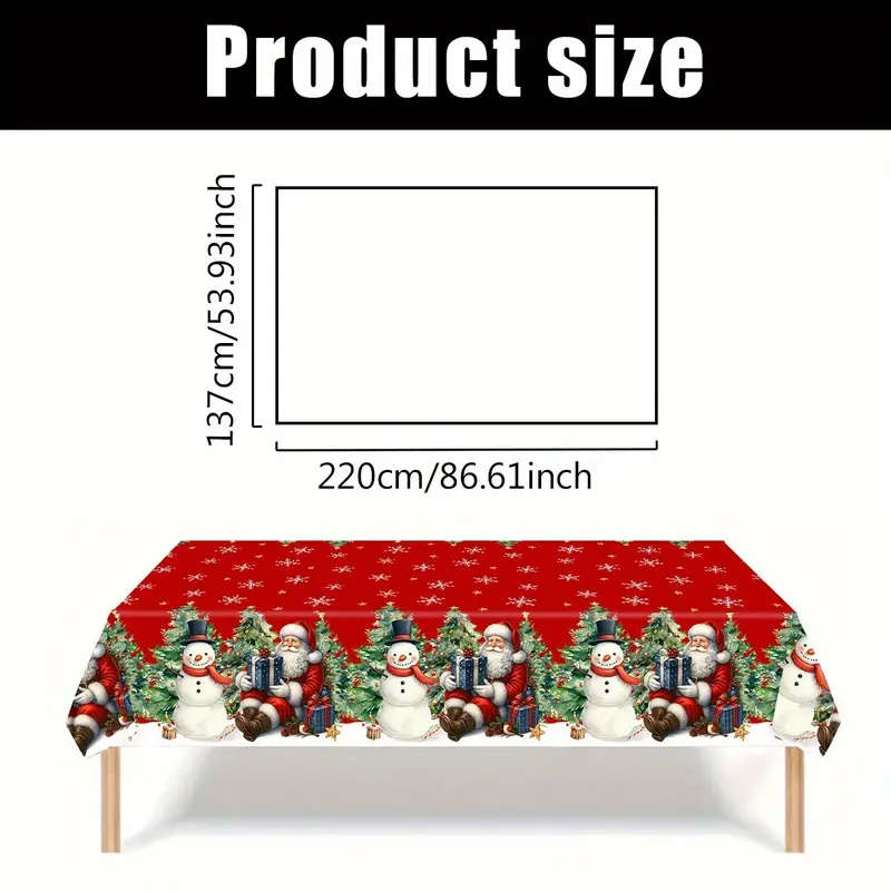 1 Piece Of Red Christmas Patterned Tablecloth