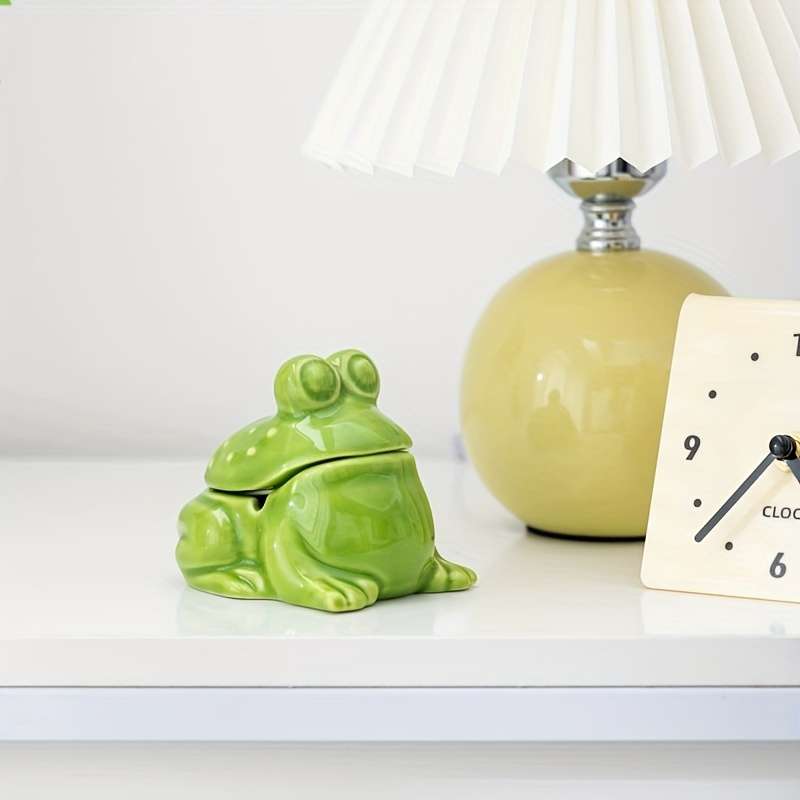 1pc Creative Frog-Shaped Ceramic Ashtray for Home Restaurant and Office Use High-end Sophistic