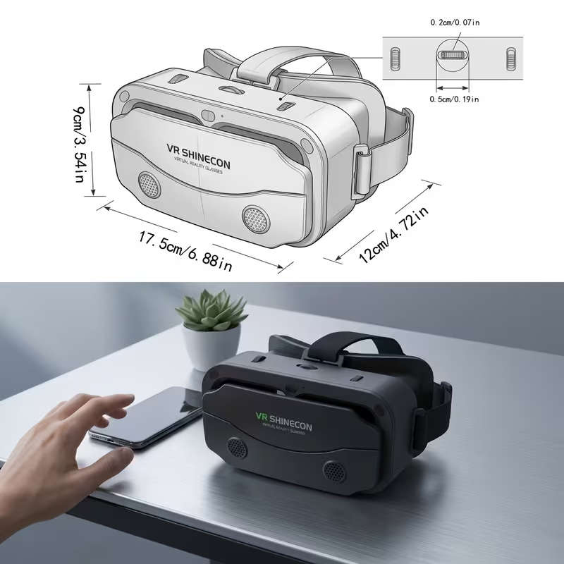 VR SHINECON Next-Gen 3D Virtual Reality Headset - Universal Smartphone VR Glasses