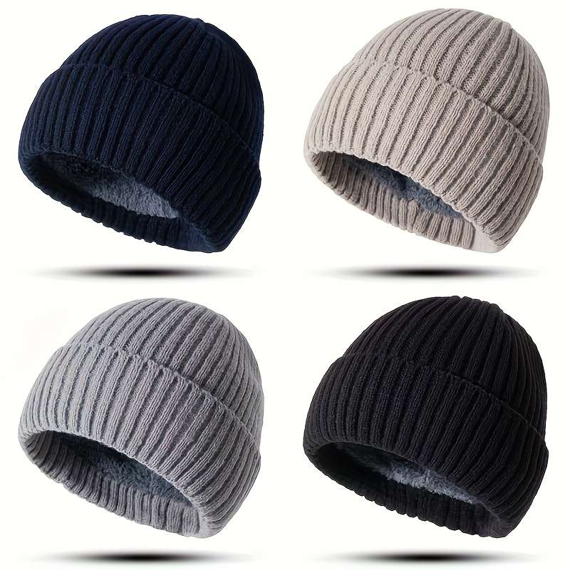 Winter Warmth Unisex Knit Beanie Hat with Folded Cuff Acrylic 95% Polyester 5% Elastic
