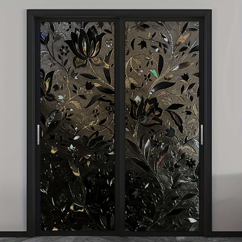 1pc Black Size 45cmx200cm 17.7inx78.7in Door And Window Stickers