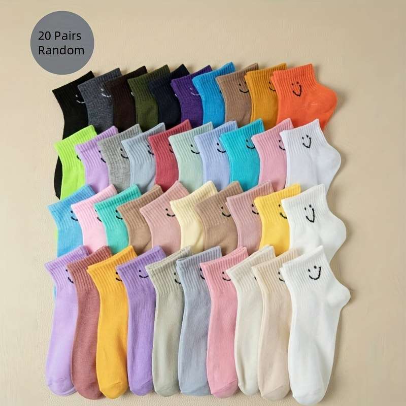 Sock Random Mixed Colors 20 Pairs One Size