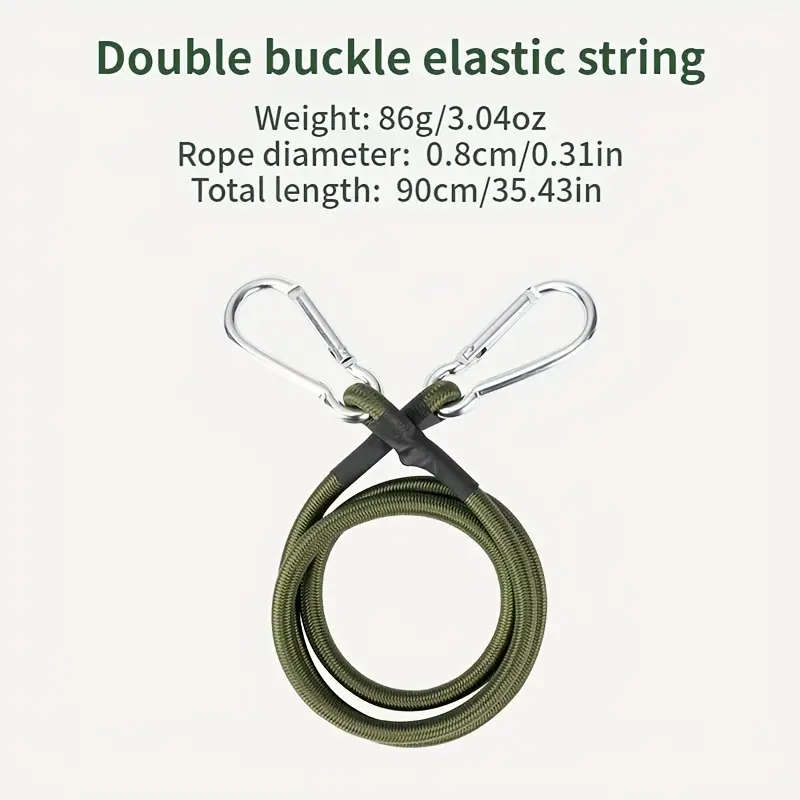 2 Pieces Outdoor Double Hook Bungee Rope Camper Tie-Down Straps 90cm