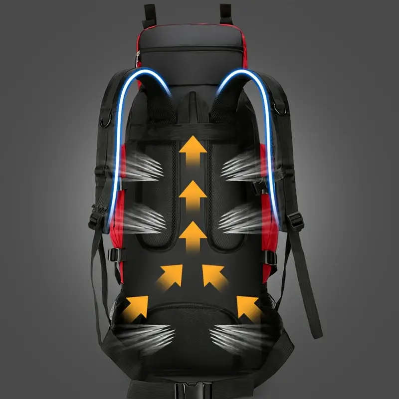 Large Travel Backpack, Camping, Waterproof, Black