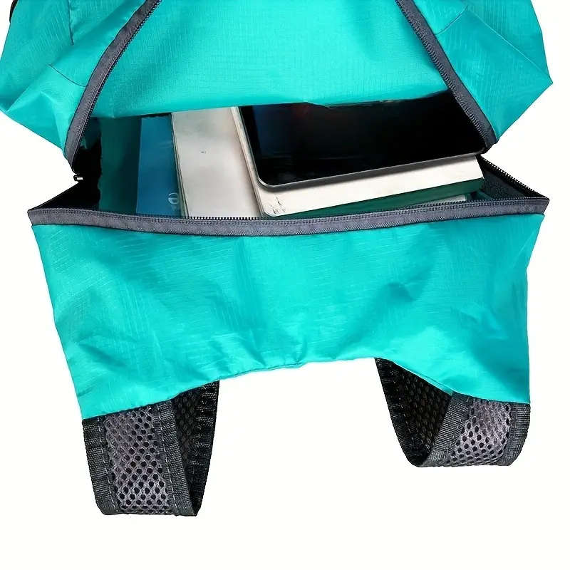 1pc Ultra-Lightweight Foldable Backpack Teal Waterproof Durable Travel Bag with Adjustable Straps