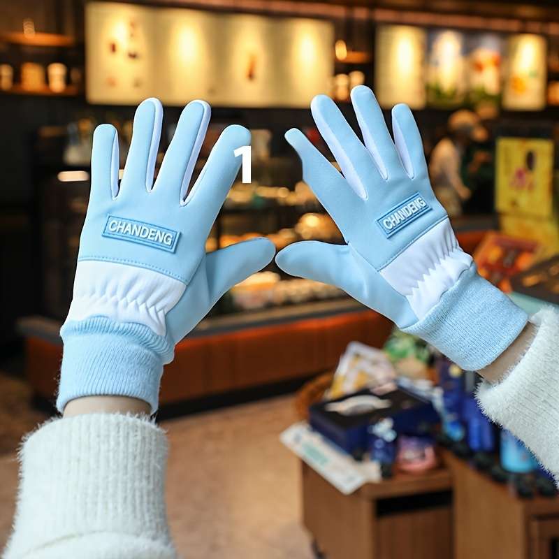 1 Pair Grey One Size Warm Gloves