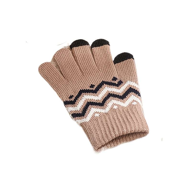1 Pair Khaki Warm Gloves