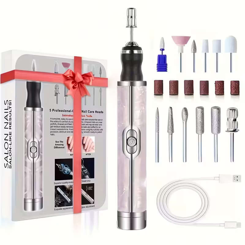 Electric Nail Drill Machine - 12 Grinding Heads Nail Machine Set