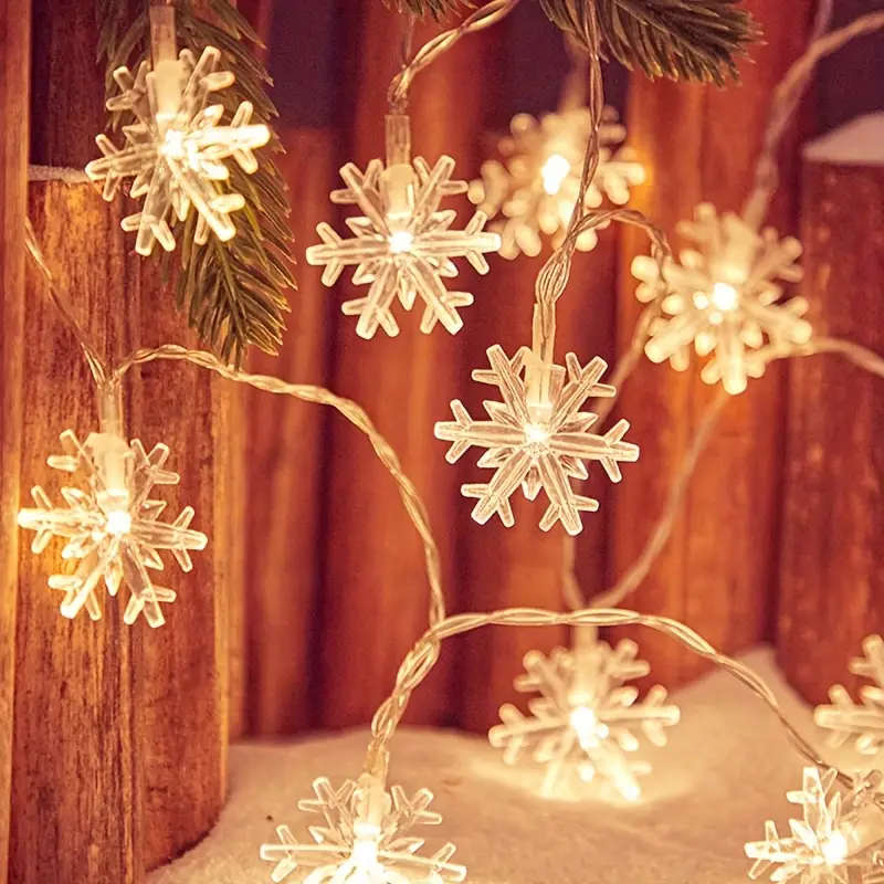 LED Snowflake Light Strings Warm Light 600cm
