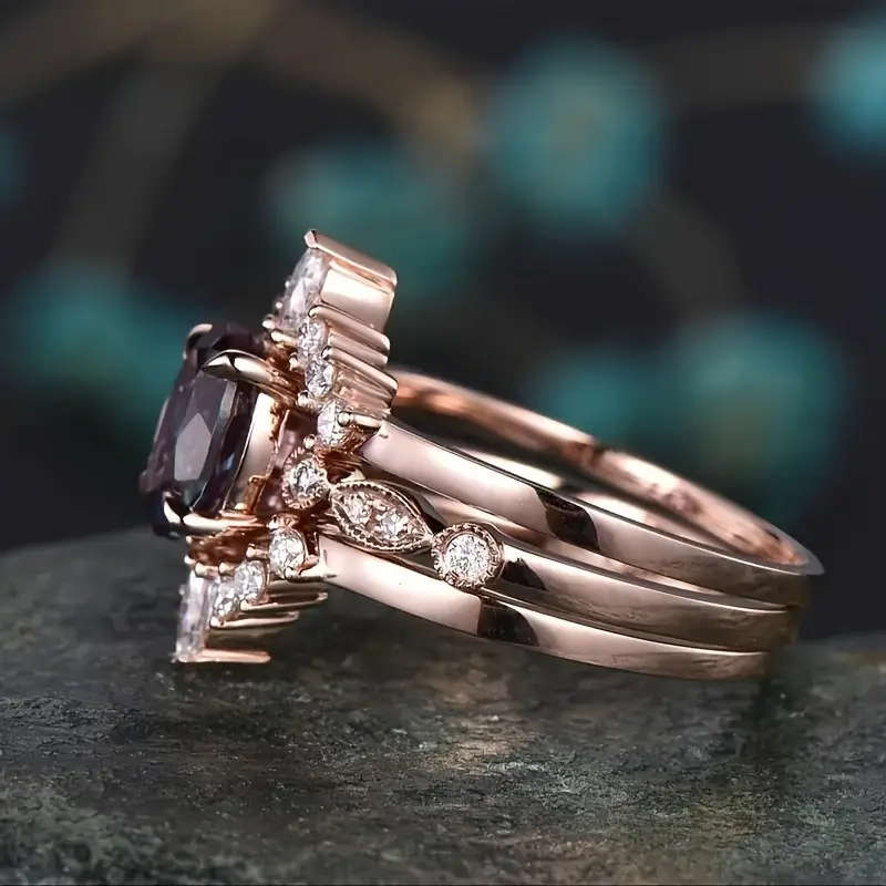 3 Pieces Sunflower Design Fashion Vintage Ring Set