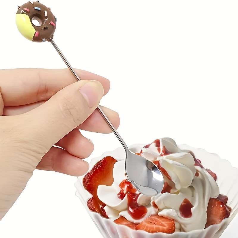 4pcs Set of Cute Donut Stainless Steel Spoons Perfect for Desserts Ice Cream Coffee Idea