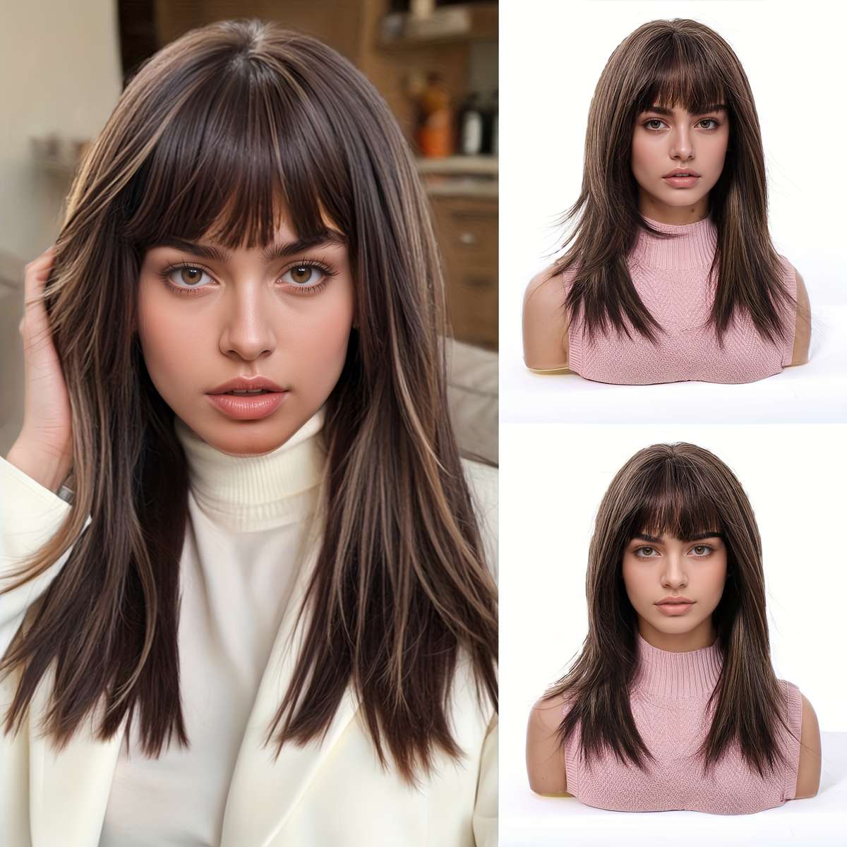 1Pc Coffee Color 50.8cm Fashion Design Wig