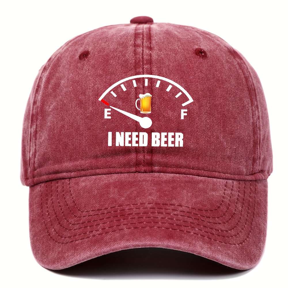 Beer Theme Washed Cotton Baseball Cap Adjustable Hat