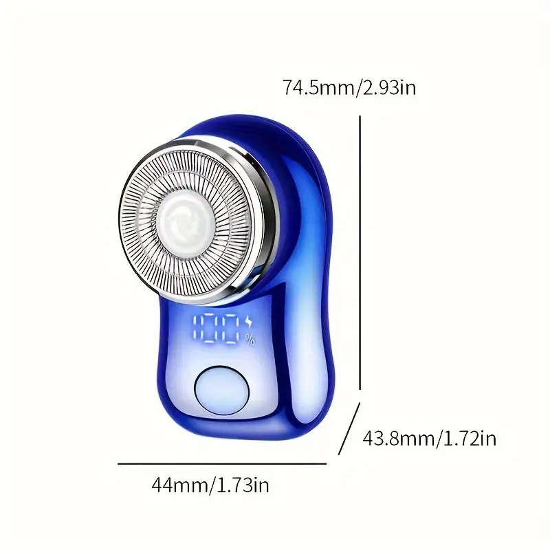 1pc Men'S Stainless Steel Electric Rotary Shaver Portable Spiral Shaving Razor with Curved Net Stron