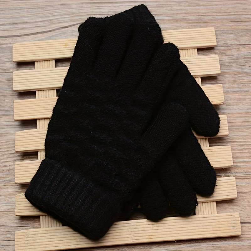 1 Pair White Warm Gloves