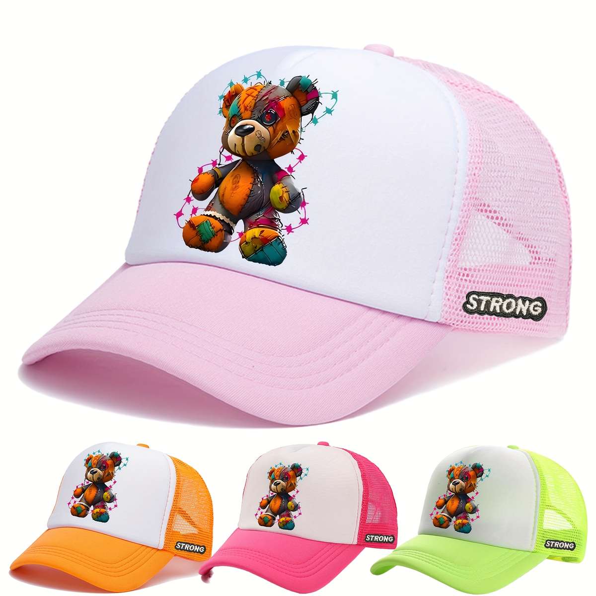 Multicolored Bear Print Baseball Cap