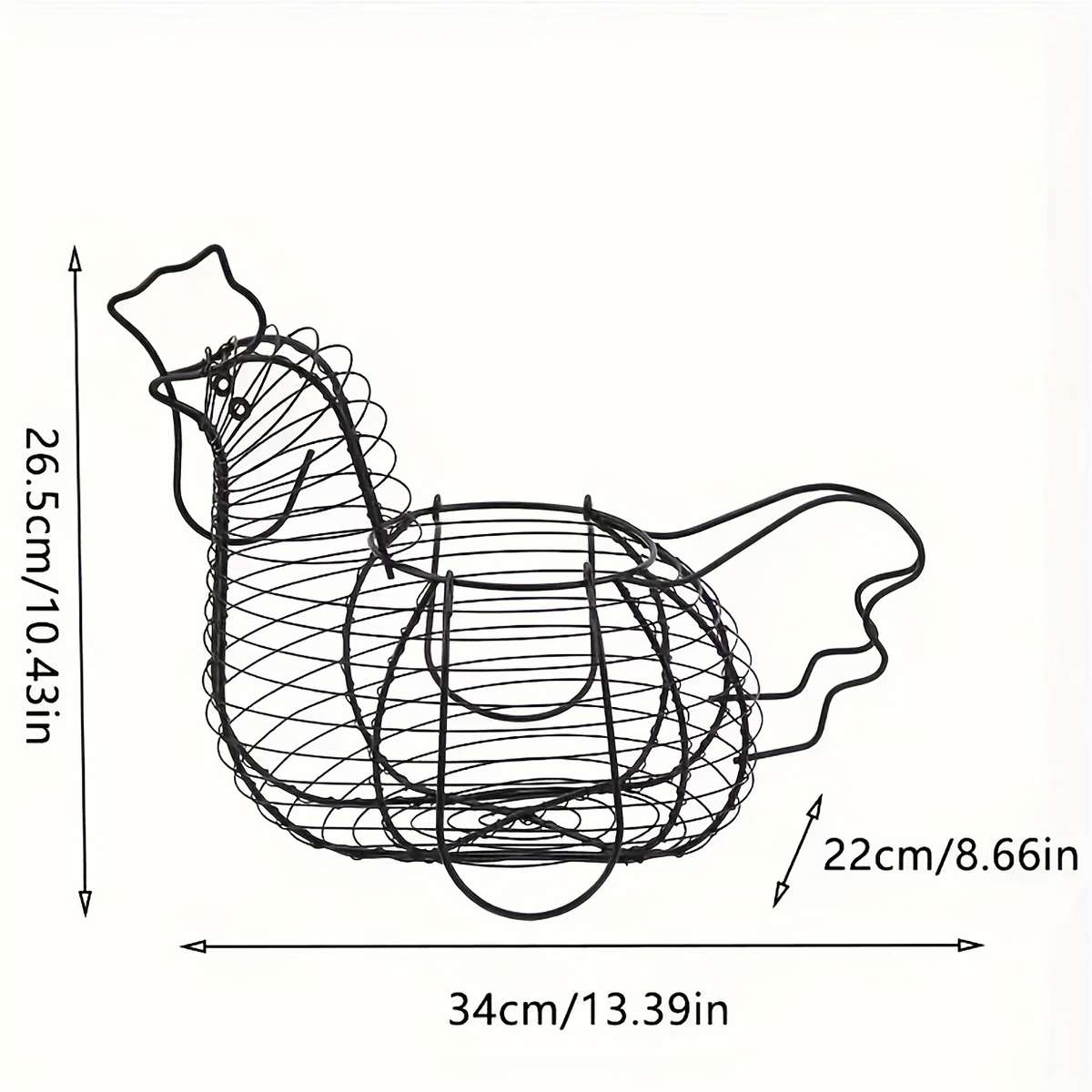 1pc Modern Cast Iron Chicken-Shaped Egg Basket Portable Anti-Shock Egg Storage Container for K