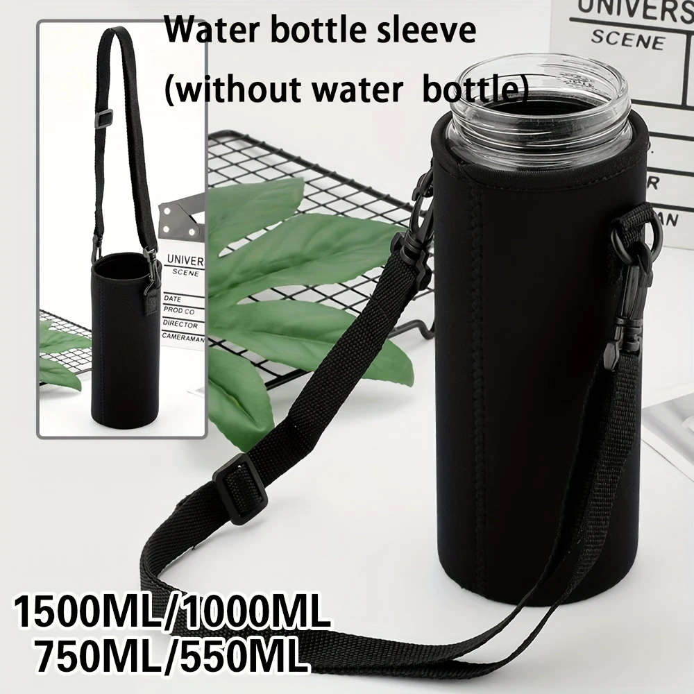1pc Nylon Water Bottle Sleeve with Adjustable Strap Portable Protective Cover Holder for 550ml