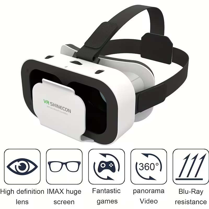 VRSHINECON Virtual Reality VR Glasses Mobile Phone Movie Game 3D Digital Glasses (White)