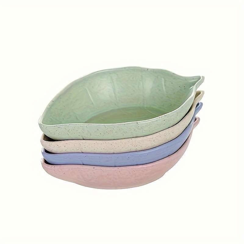 4-Pack EcoLeaf Wheat Straw Leaf-Shaped Condiment Dishes Small Seasoning Bowls for Dips Vinega