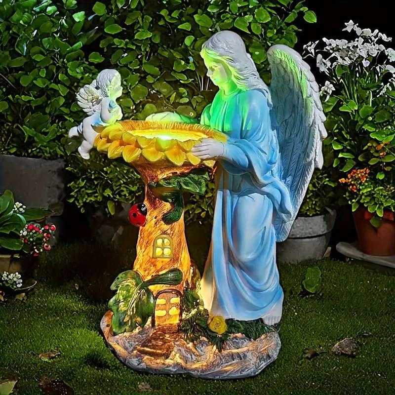 1 x Solar Angel Statue with Color Changing LED