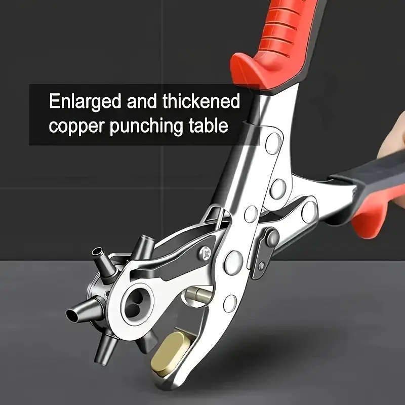 1pc Carbon Steel Revolving Leather Hole Punch Plier Multi-Size Puncher Tool for Belts Watch Bands St