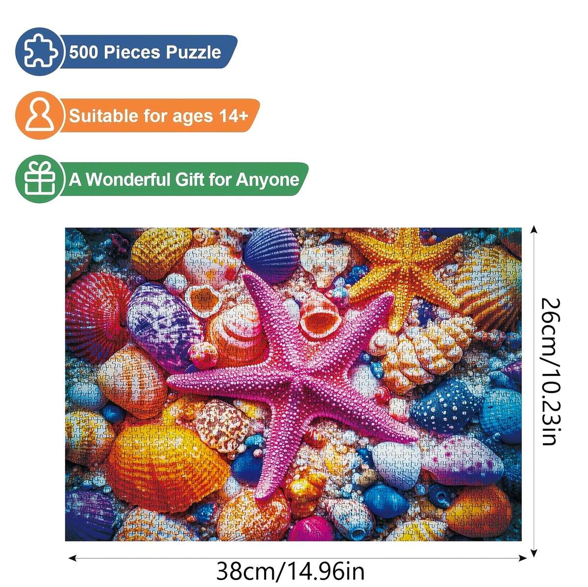 1000pcs Colorful Seashells Starfish Jigsaw Puzzle for Adults Vibrant Beach-Themed