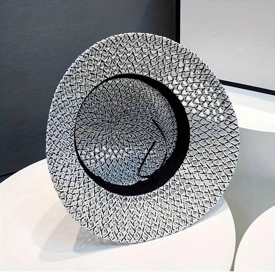 Summer Breathable Weave Bucket Hat 100% Polyester With Elastic Band Sun Protection Lightweigh