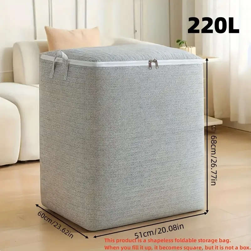 Collapsible Zippered Storage Bag - Durable, washable storage bag