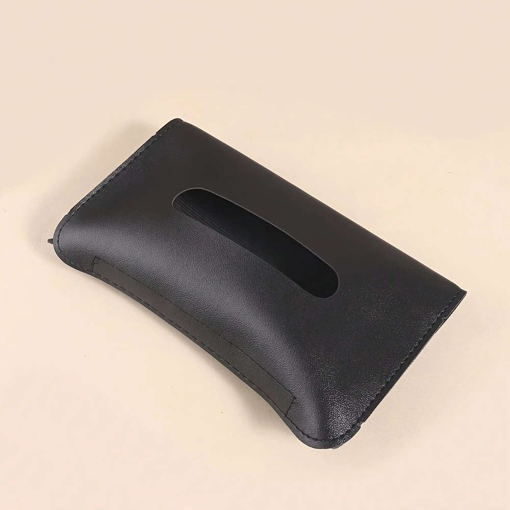 1pc Black PU Leather Car Visor Tissue Holder Mask Dispenser Fit for All Vehicles Compact and Stylish
