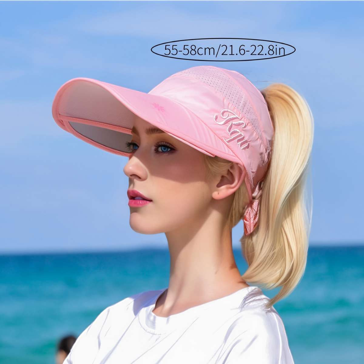 1pc Women's Adjustable Sun Visor Baseball Cap UPF Sun Protection Breathable Mesh Back Wide Brim