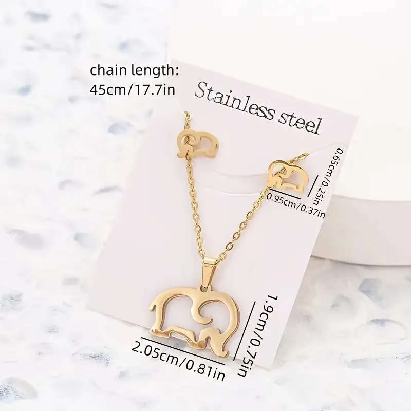 Stainless Steel Jewelry Set for Women - Cute Elephant