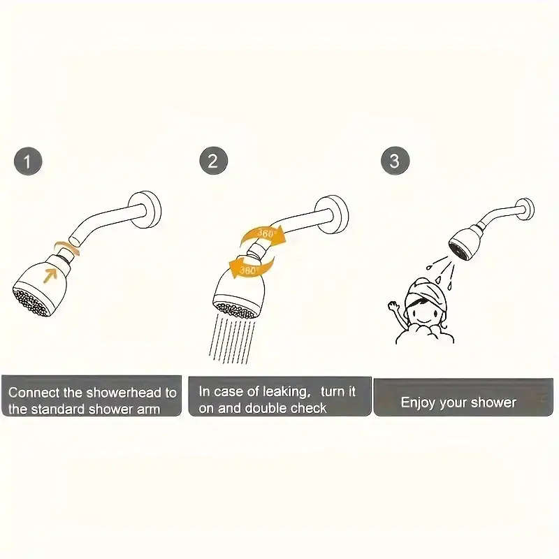 1pc Modern High-Pressure Shower Head Adjustable Angle Water-Saving Plastic Rainfall Spray Ideal for