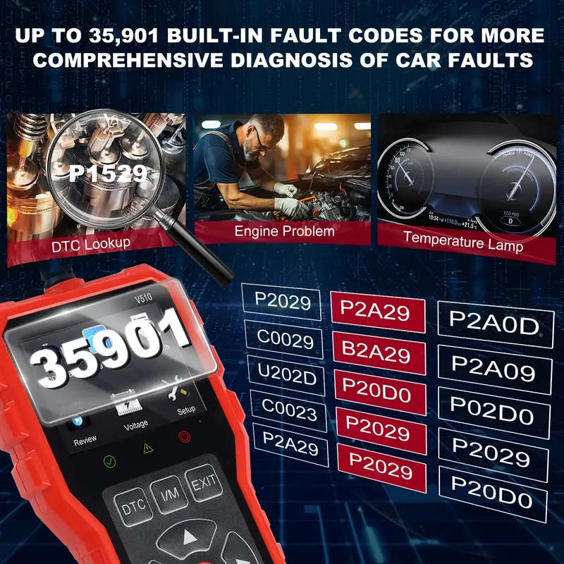 OBD2 Scanner Diagnostics Tool Full OBD2 Functionality Reset Modes 6 And 8 Engine Code Reader