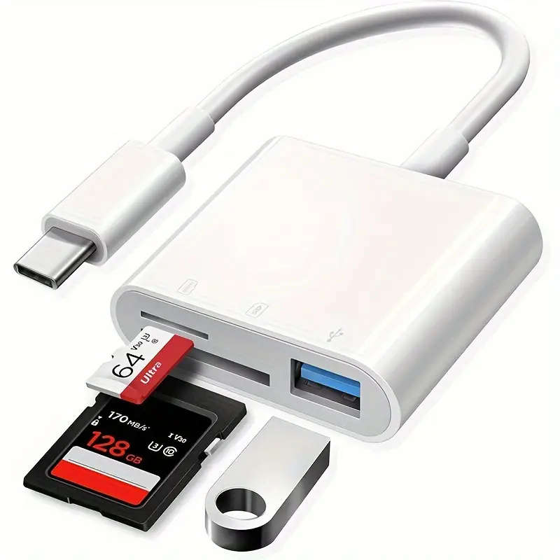 High-Speed 3-in-1 USB-C SD Card Reader