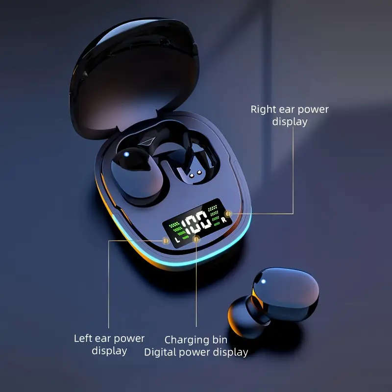 Sleek Wireless Earbuds with LED Display Touch Control USB Charging Case Ideal for Sports Gaming