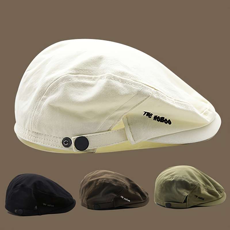 GULESWY Men's Retro British Style Beret Versatile Japanese-Inspired Simple Forward Peaked