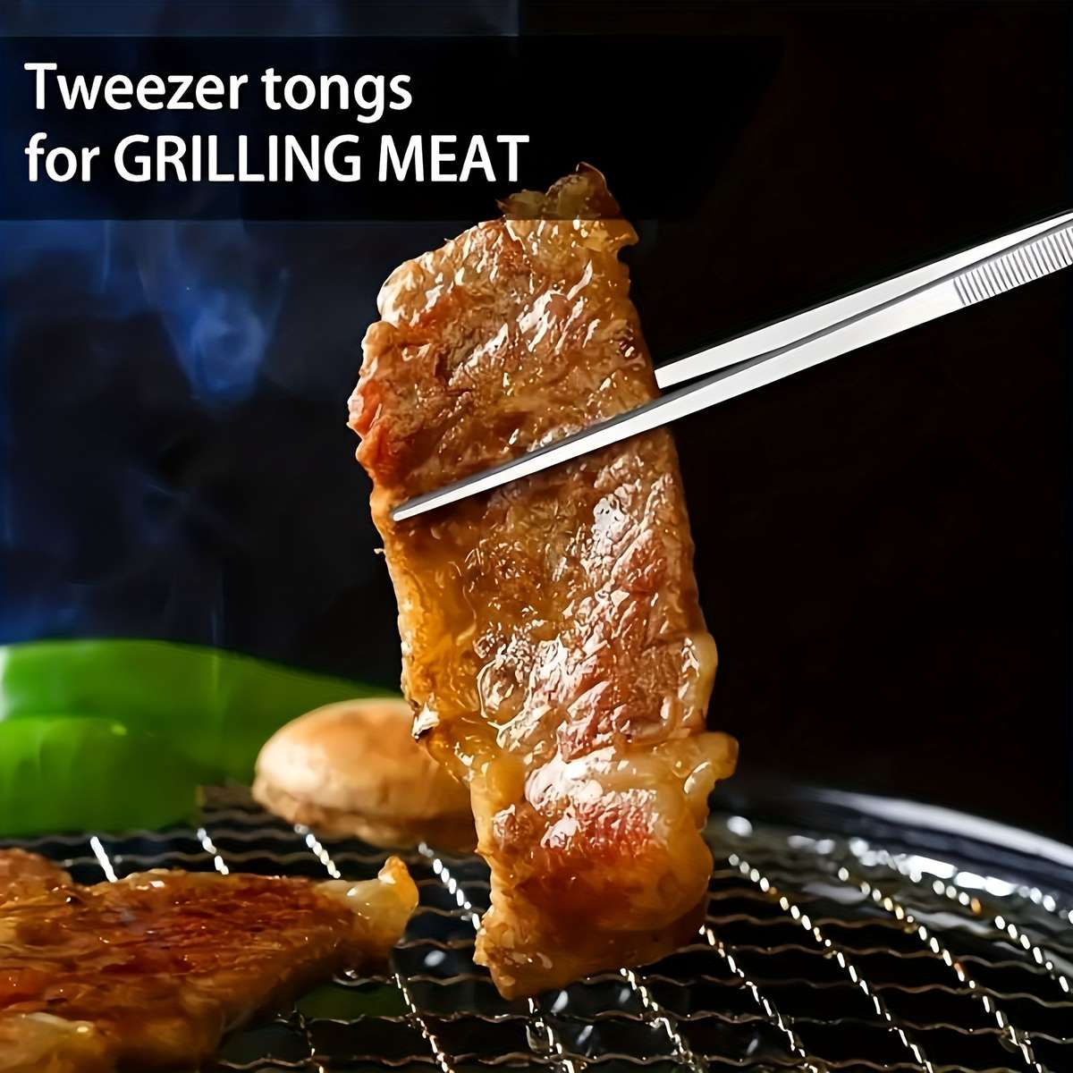 2pcs Premium Stainless Steel Kitchen Tongs Durable Ergonomic BBQ Cooking Tweezers for Prec